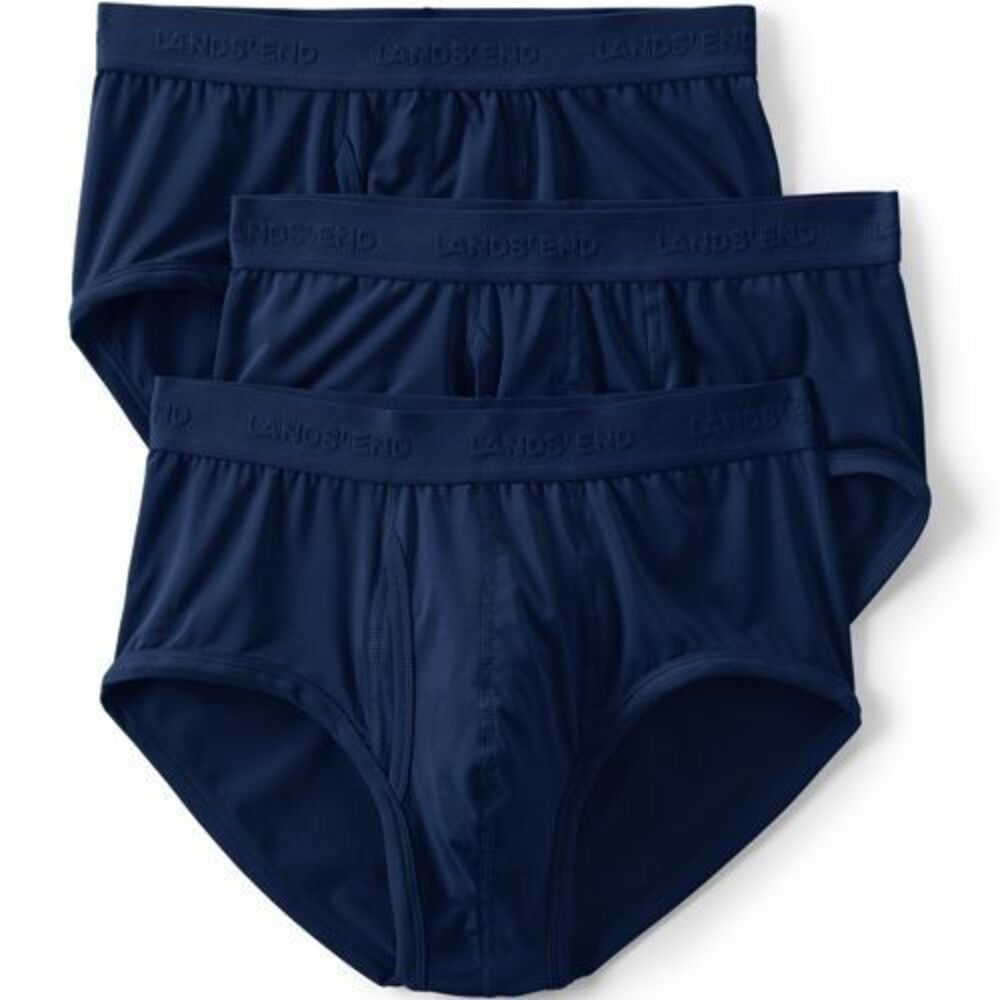 lands end mens 2xl xxl briefs navy flex performance underwear 3 pair new $64.95